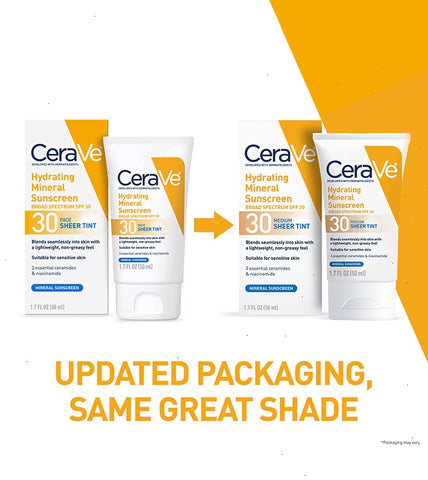 Hydrating Mineral Sunscreen SPF 30 Face Sheer Tint, Shade: Medium